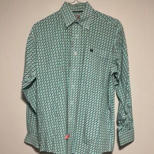 Cinch Green Casual Button Down Shirt Lightweight Cotton